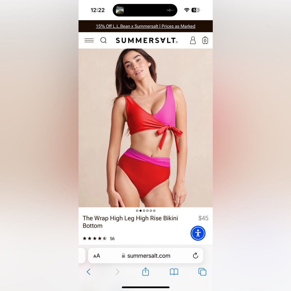 Summersalt Wrap Bikini Top (6) and High Waisted Bottom (8) - Red & Pink